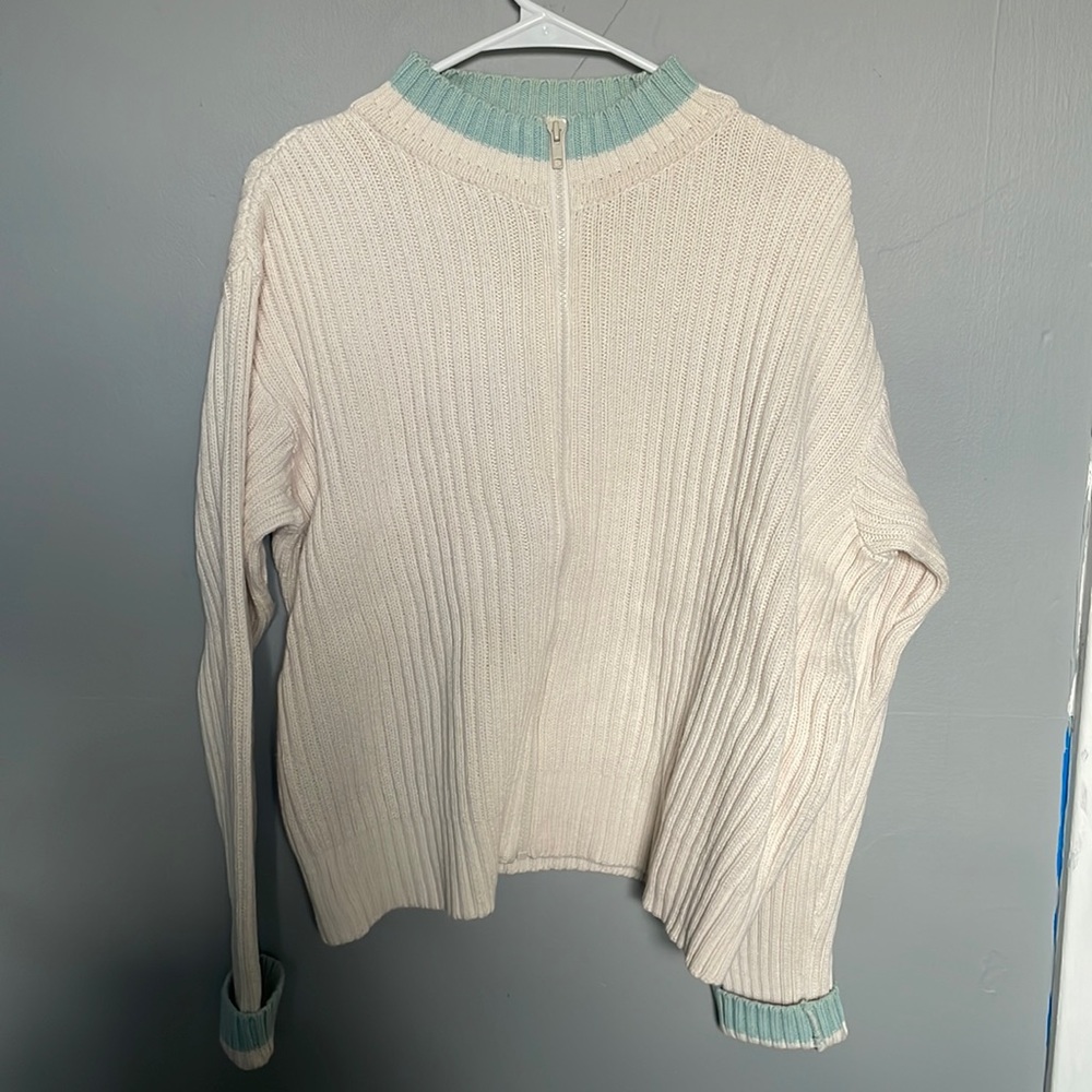 Vintage Von Saken Men’s L full zip off white sweater old money prep fraternity